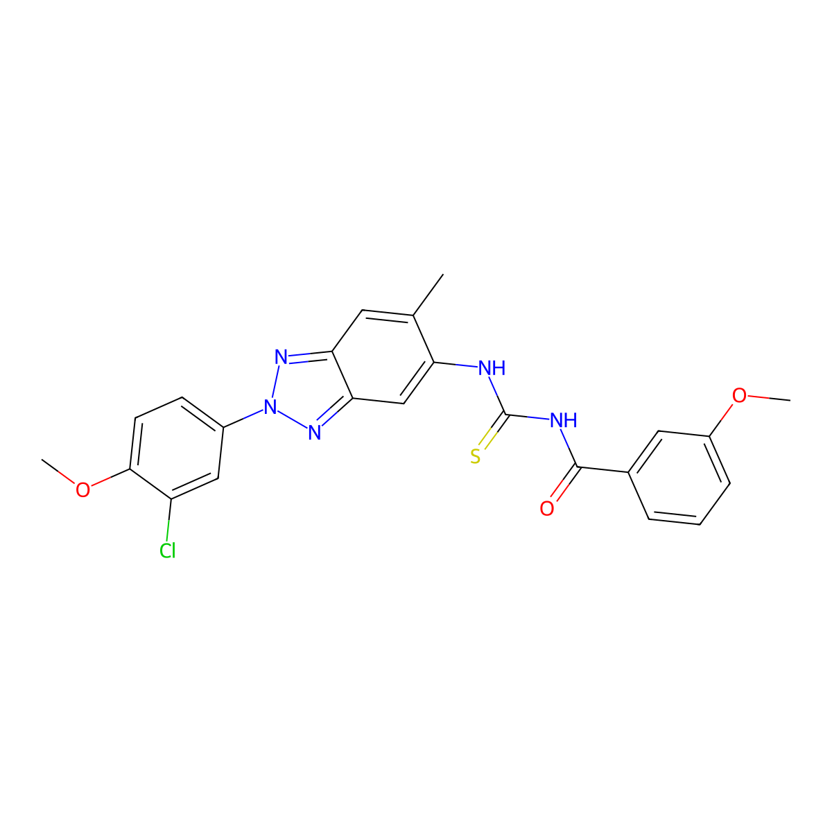 N-[[2-(3-chloro-4-methoxyphenyl)-6-methylbenzotriazol-5-yl]carbamothioyl]-3-methoxybenzamide molecular structure, CAS 364597-12-6