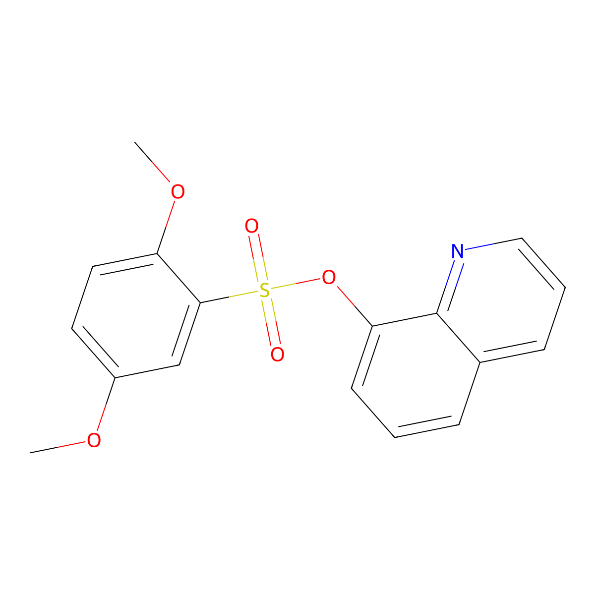 Quinolin-8-yl 2,5-dimethoxybenzenesulfonate molecular structure, CAS 364597-17-1