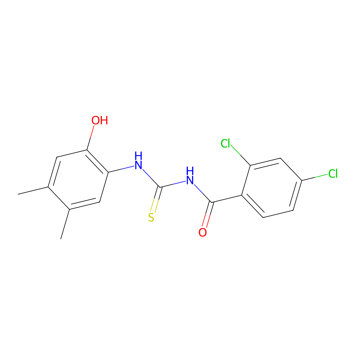 2,4-dichloro-N-[(2-hydroxy-4,5-dimethylphenyl)carbamothioyl]benzamide molecular structure, CAS 364597-36-4