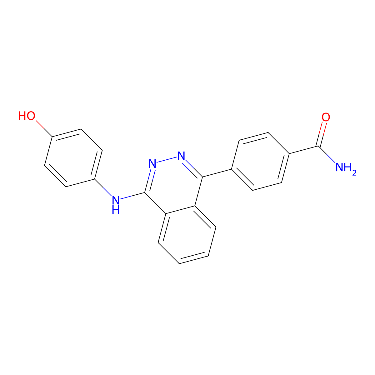 4-{4-[(4-Hydroxyphenyl)amino]phthalazin-1-yl}benzamide molecular structure, CAS 364597-81-9