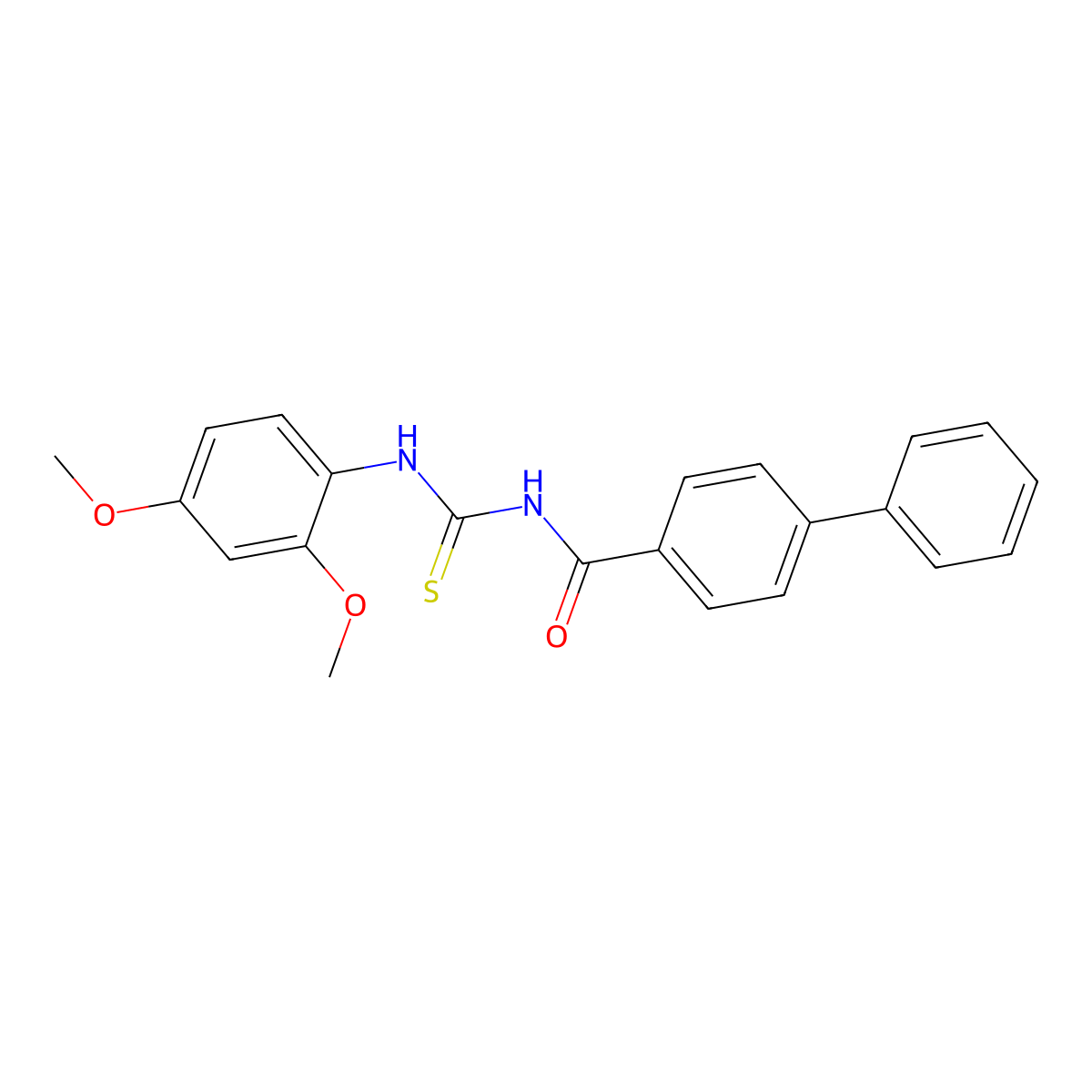 N-([1,1'-biphenyl]-4-ylcarbonyl)-N'-(2,4-dimethoxyphenyl)thiourea molecular structure, CAS 364597-84-2