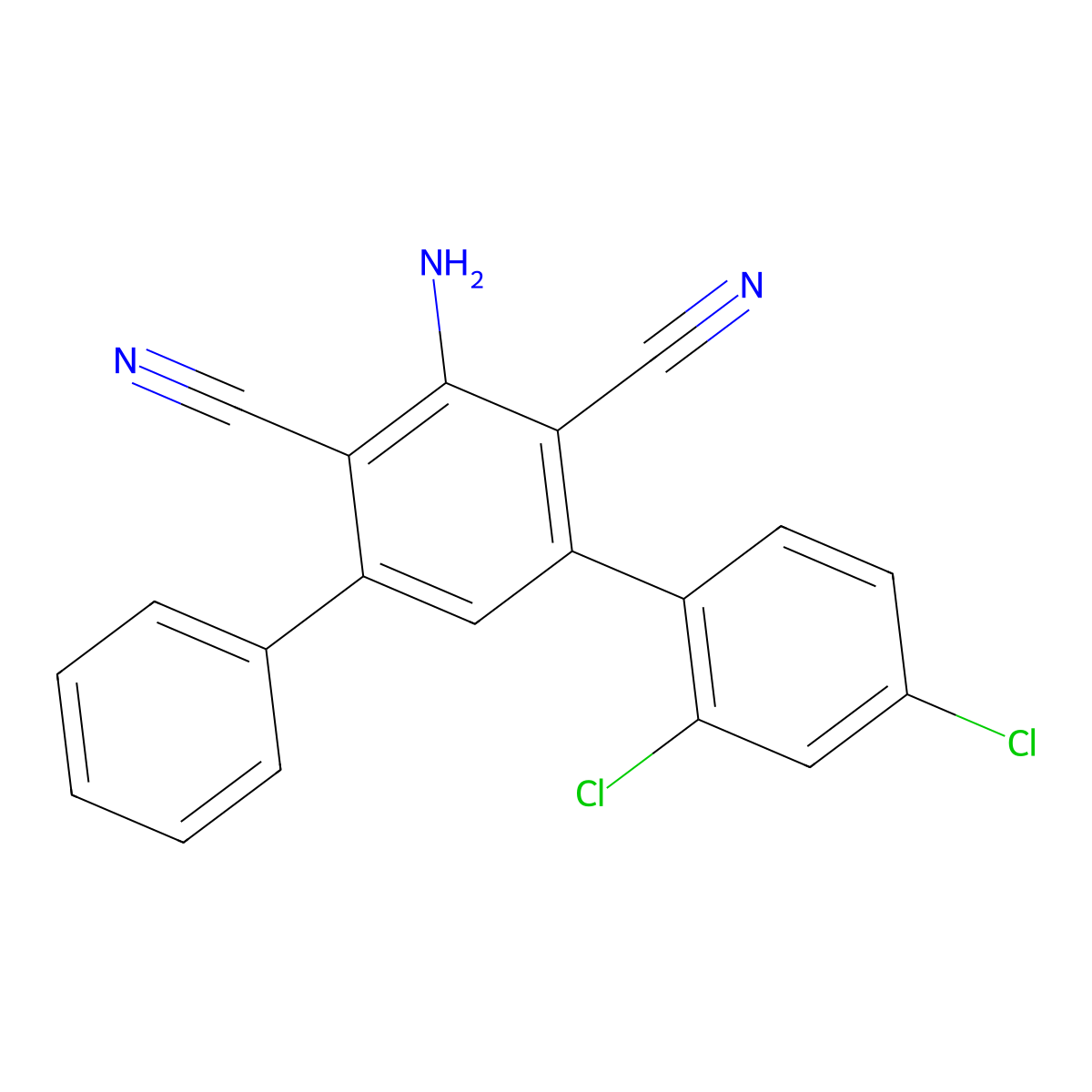 2-Amino-4-(2,4-dichlorophenyl)-6-phenylbenzene-1,3-dicarbonitrile molecular structure, CAS 364598-04-9