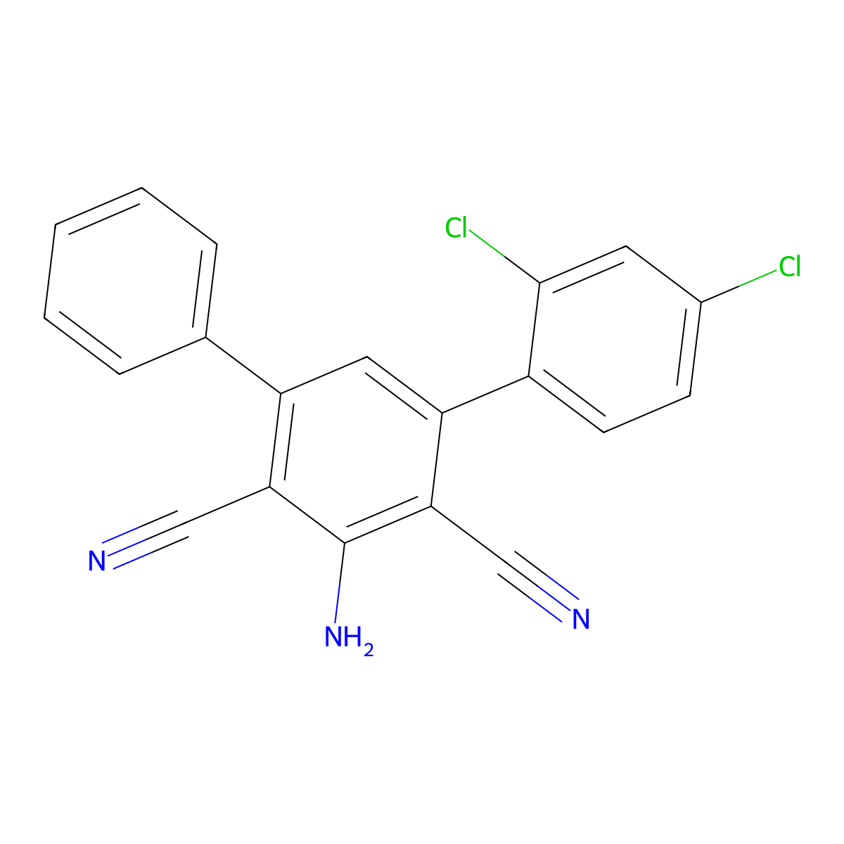 2-Amino-4-(2,4-dichlorophenyl)-6-phenylbenzene-1,3-dicarbonitrile molecular structure, CAS 364598-04-9
