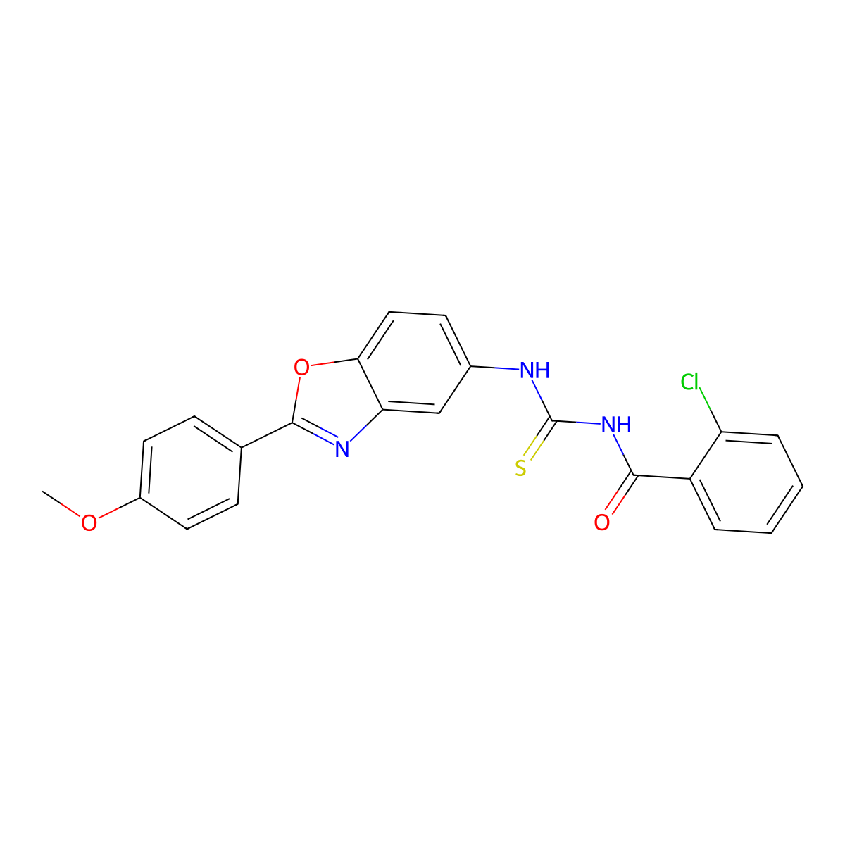 2-chloro-N-[[2-(4-methoxyphenyl)-1,3-benzoxazol-5-yl]carbamothioyl]benzamide molecular structure, CAS 364598-38-9