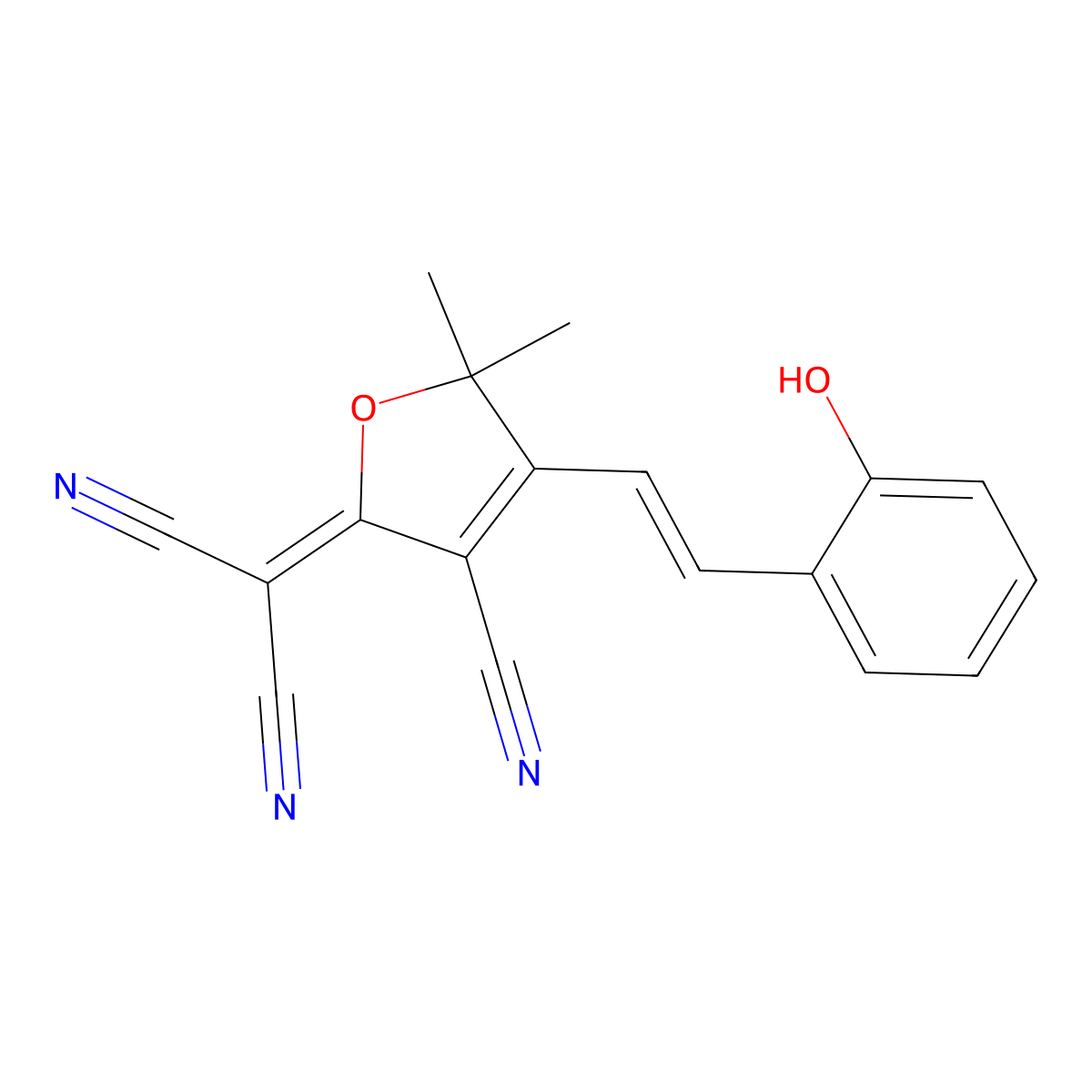 [4-[(E)-2-Hydroxystyryl]-5,5-dimethyl-3-cyano-2,5-dihydrofuran-2-ylidene]malononitrile molecular structure, CAS 364599-42-8