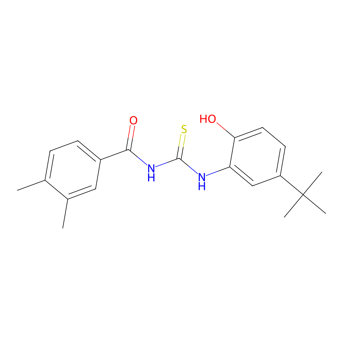 N-[(5-tert-butyl-2-hydroxyphenyl)carbamothioyl]-3,4-dimethylbenzamide molecular structure, CAS 364599-59-7