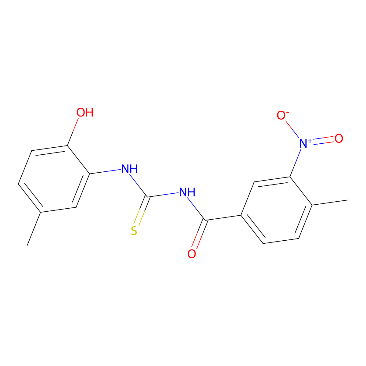 N-[(2-hydroxy-5-methylphenyl)carbamothioyl]-4-methyl-3-nitrobenzamide molecular structure, CAS 364599-67-7