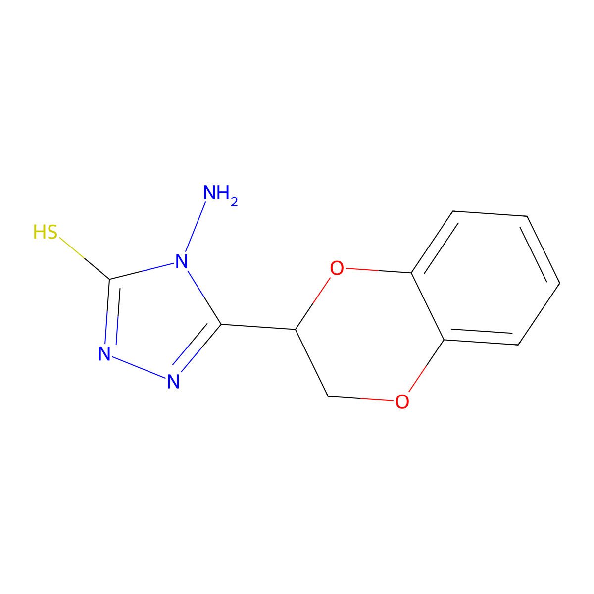 4-amino-5-(2,3-dihydro-1,4-benzodioxin-2-yl)-4H-1,2,4-triazole-3-thiol molecular structure, CAS 364599-69-9