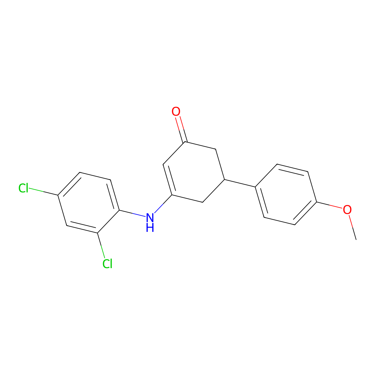 3-[(2,4-Dichlorophenyl)amino]-5-(4-methoxyphenyl)cyclohex-2-en-1-one molecular structure, CAS 364599-70-2