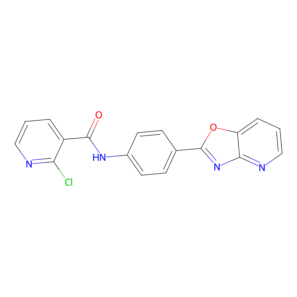 2-chloro-N-(4-[1,3]oxazolo[4,5-b]pyridin-2-ylphenyl)nicotinamide molecular structure, CAS 364599-72-4