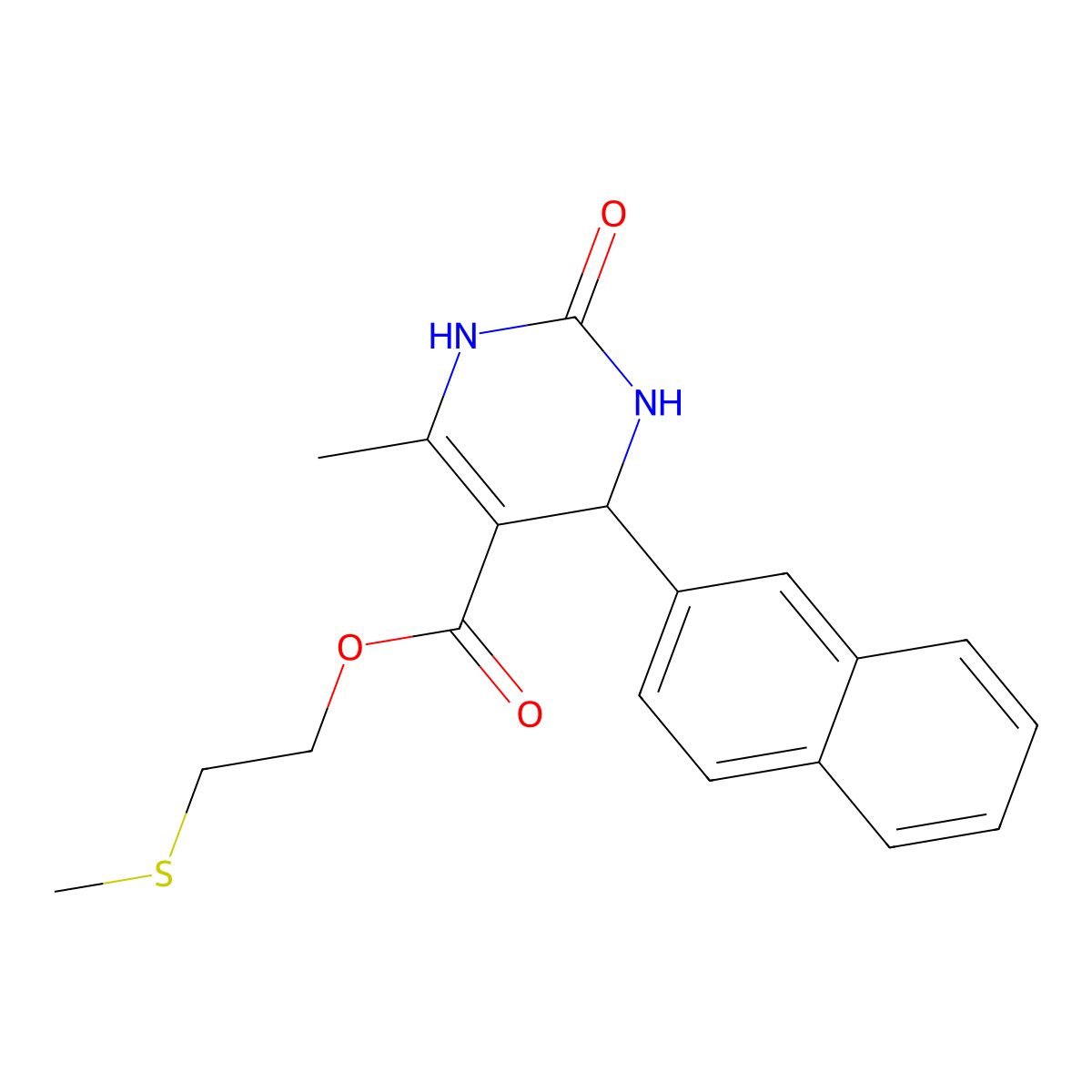 2-(Methylsulfanyl)ethyl 6-methyl-4-(2-naphthyl)-2-oxo-1,2,3,4-tetrahydro-5-pyrimidinecarboxylate molecular structure, CAS 364599-84-8