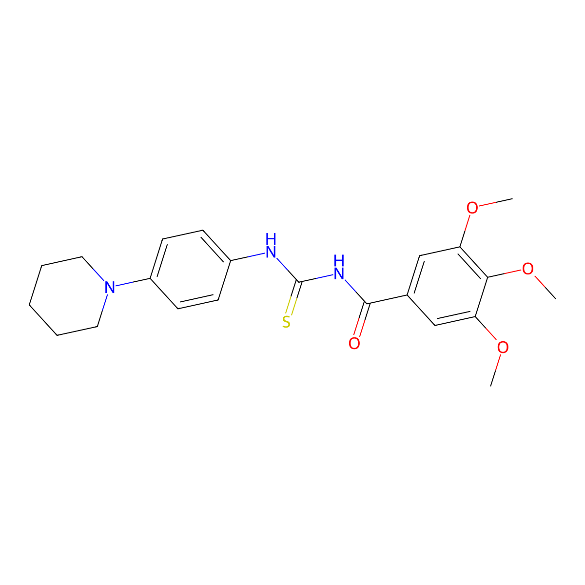 3,4,5-trimethoxy-N-{[4-(piperidin-1-yl)phenyl]carbamothioyl}benzamide molecular structure, CAS 364599-94-0