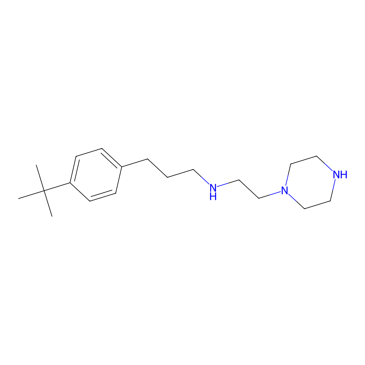3-(4-tert-butylphenyl)-N-(2-piperazin-1-ylethyl)propan-1-amine molecular structure, CAS 364599-99-5