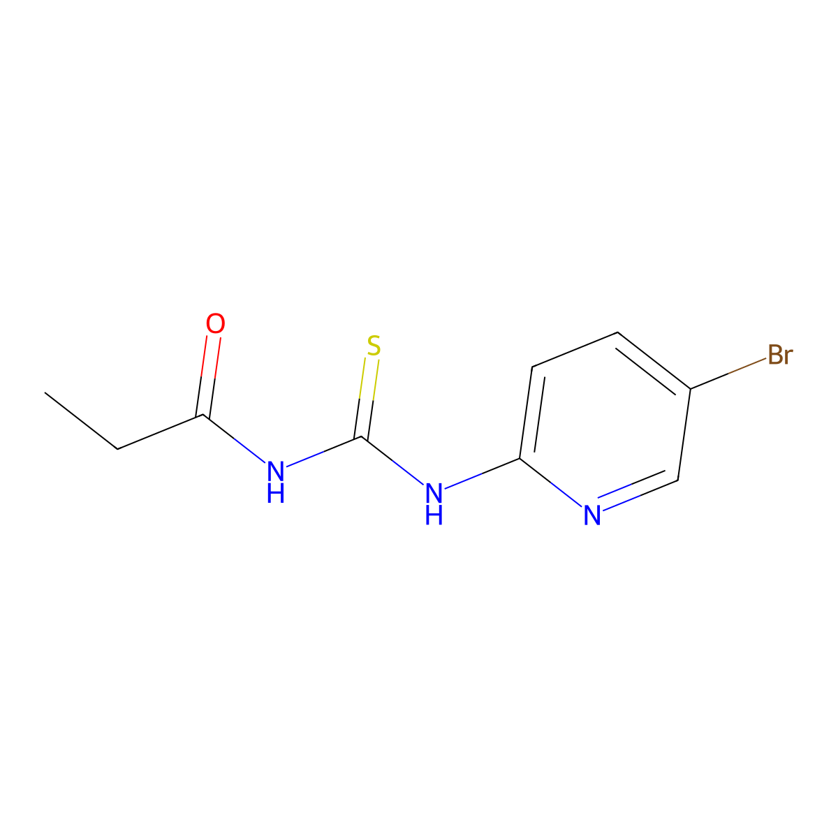 N-[(5-bromopyridin-2-yl)carbamothioyl]propanamide molecular structure, CAS 364600-05-5