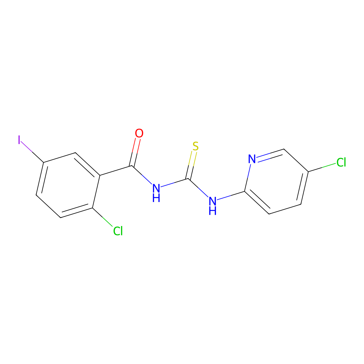 2-chloro-N-[(5-chloropyridin-2-yl)carbamothioyl]-5-iodobenzamide molecular structure, CAS 364600-17-9