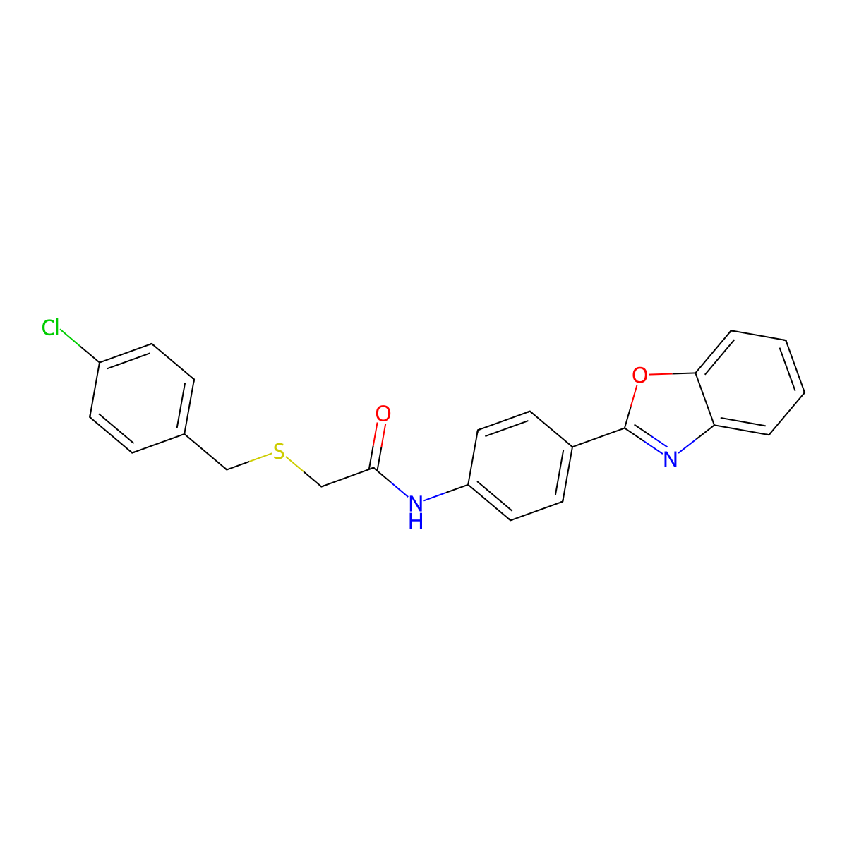 N-[4-(1,3-benzoxazol-2-yl)phenyl]-2-[(4-chlorophenyl)methylsulfanyl]acetamide molecular structure, CAS 364600-38-4