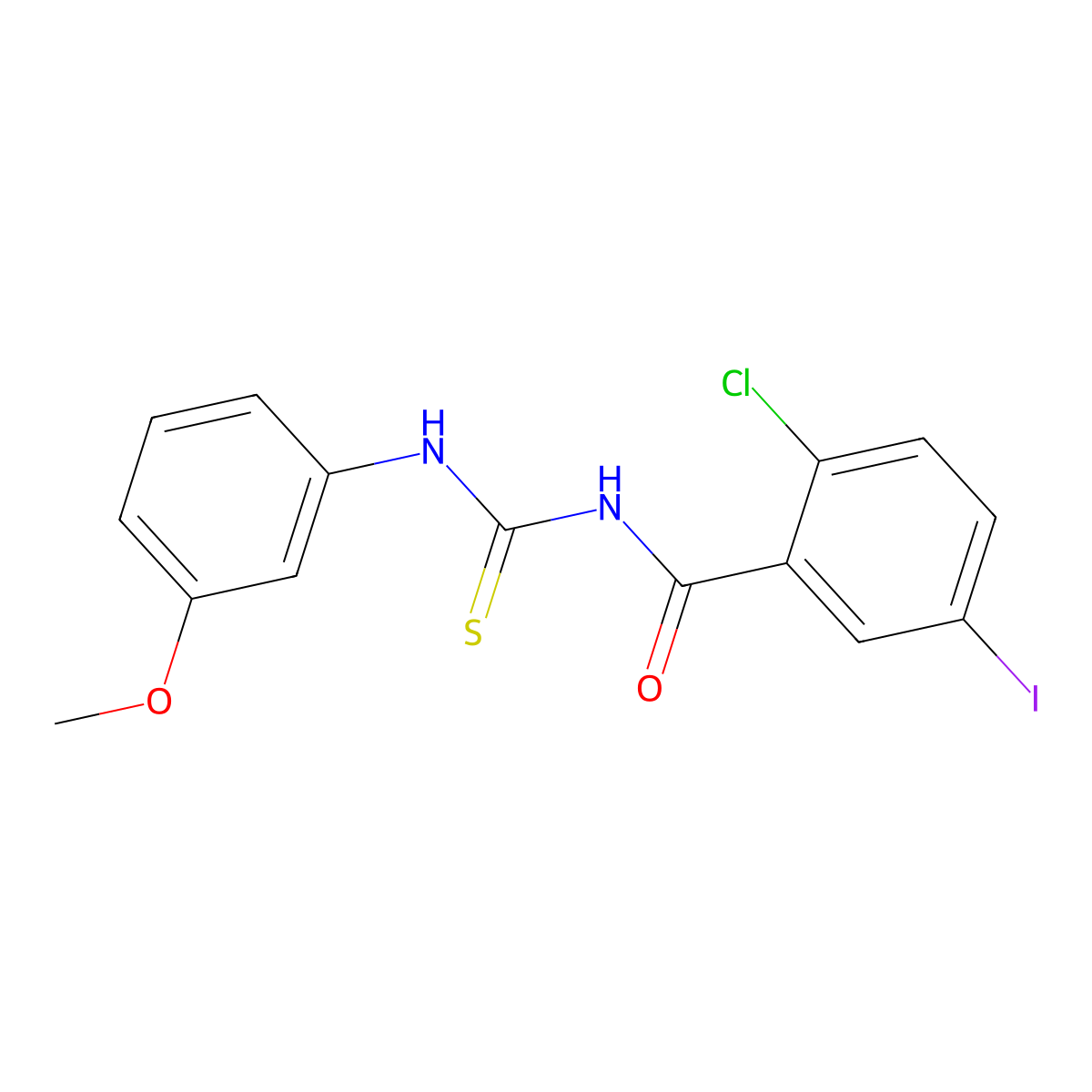 2-chloro-5-iodo-N-[(3-methoxyphenyl)carbamothioyl]benzamide molecular structure, CAS 364600-95-3
