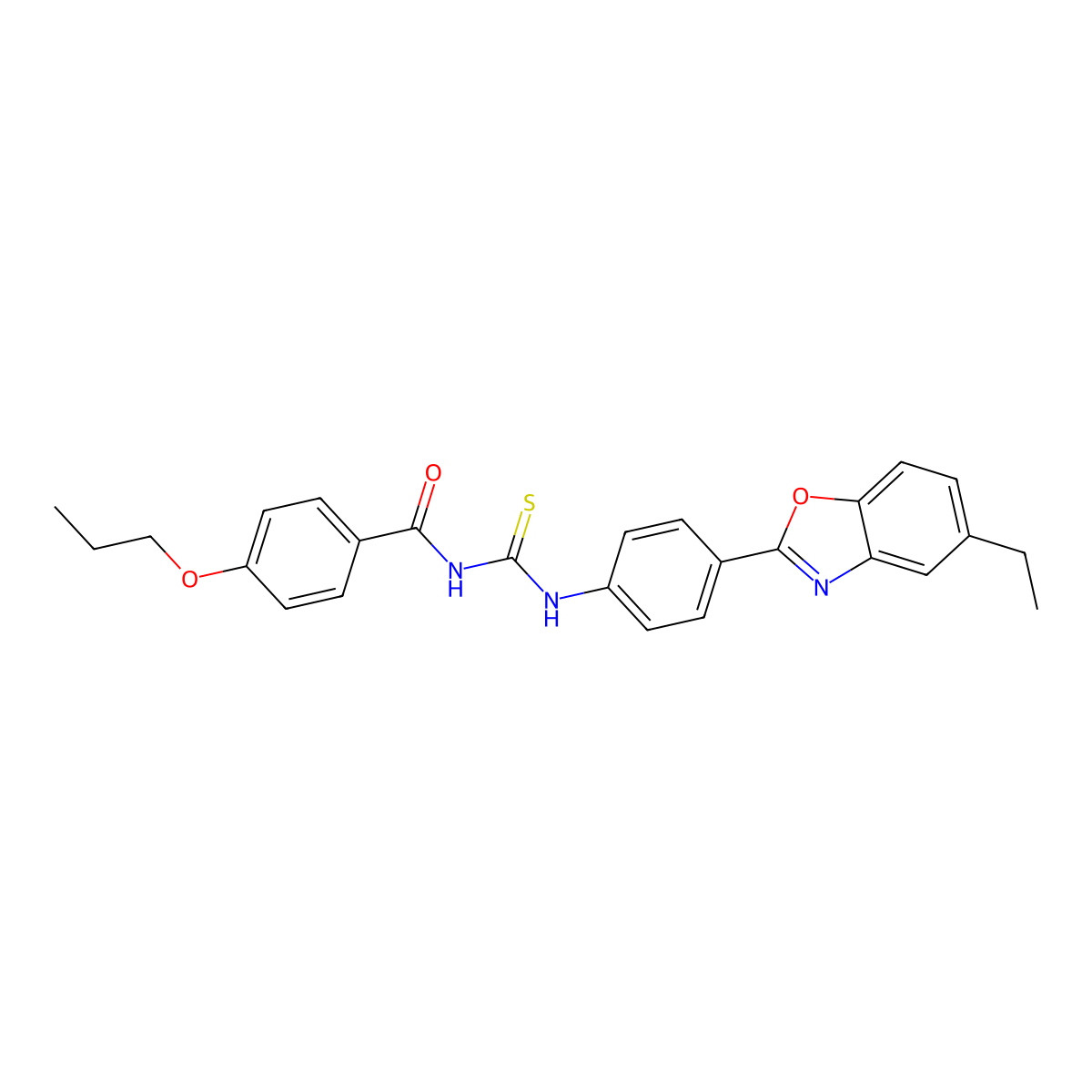 N-[[4-(5-ethyl-1,3-benzoxazol-2-yl)phenyl]carbamothioyl]-4-propoxybenzamide molecular structure, CAS 364601-01-4