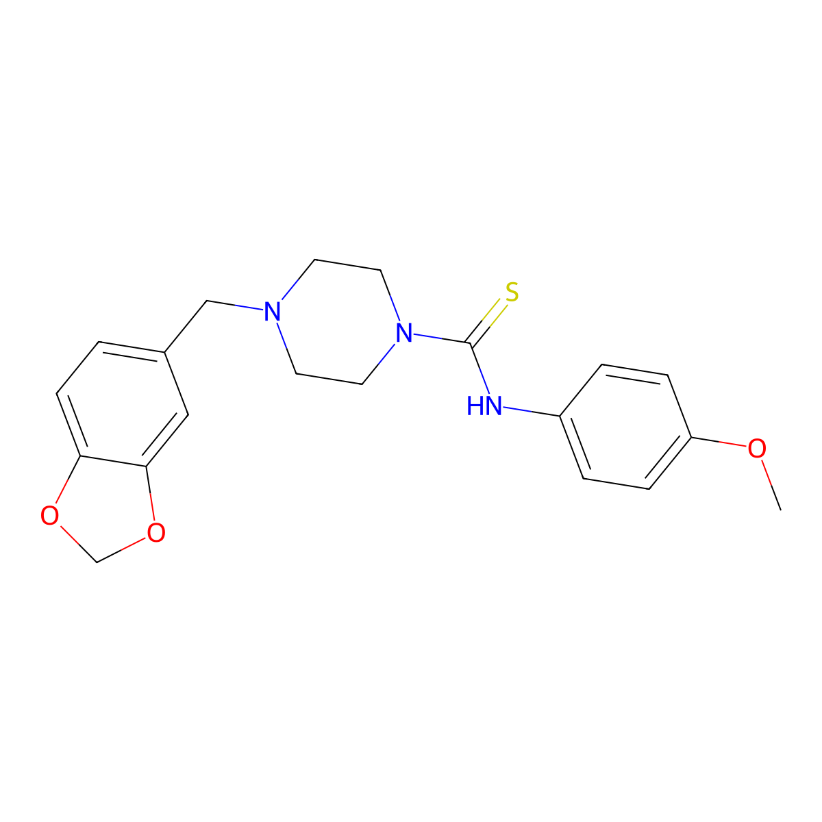4-(1,3-benzodioxol-5-ylmethyl)-N-(4-methoxyphenyl)piperazine-1-carbothioamide molecular structure, CAS 364601-14-9