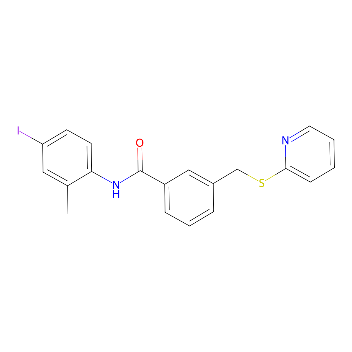 N-(4-iodo-2-methylphenyl)-3-[(pyridin-2-ylsulfanyl)methyl]benzamide molecular structure, CAS 364601-41-2