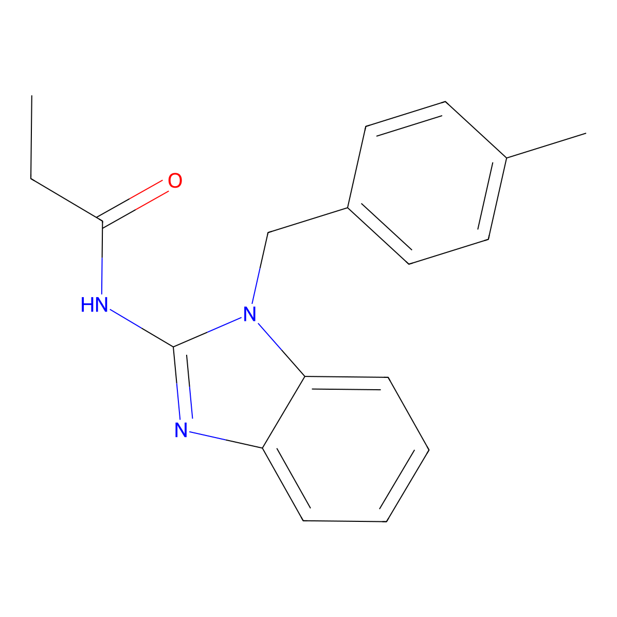 N-[1-[(4-methylphenyl)methyl]benzimidazol-2-yl]propanamide molecular structure, CAS 364601-50-3
