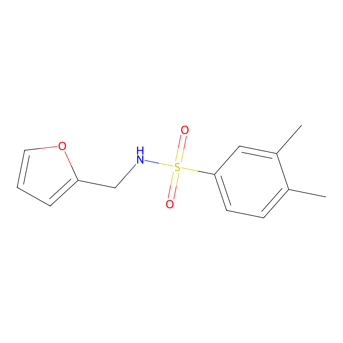 N-(furan-2-ylmethyl)-3,4-dimethylbenzenesulfonamide molecular structure, CAS 364602-44-8