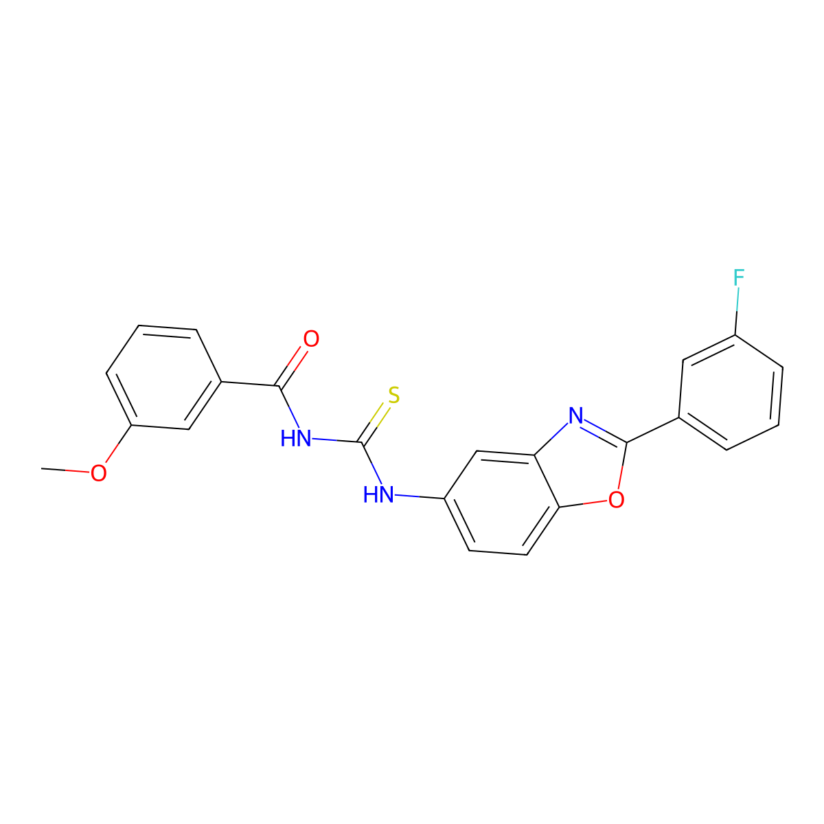 N-{[2-(3-fluorophenyl)-1,3-benzoxazol-5-yl]carbamothioyl}-3-methoxybenzamide molecular structure, CAS 364602-52-8