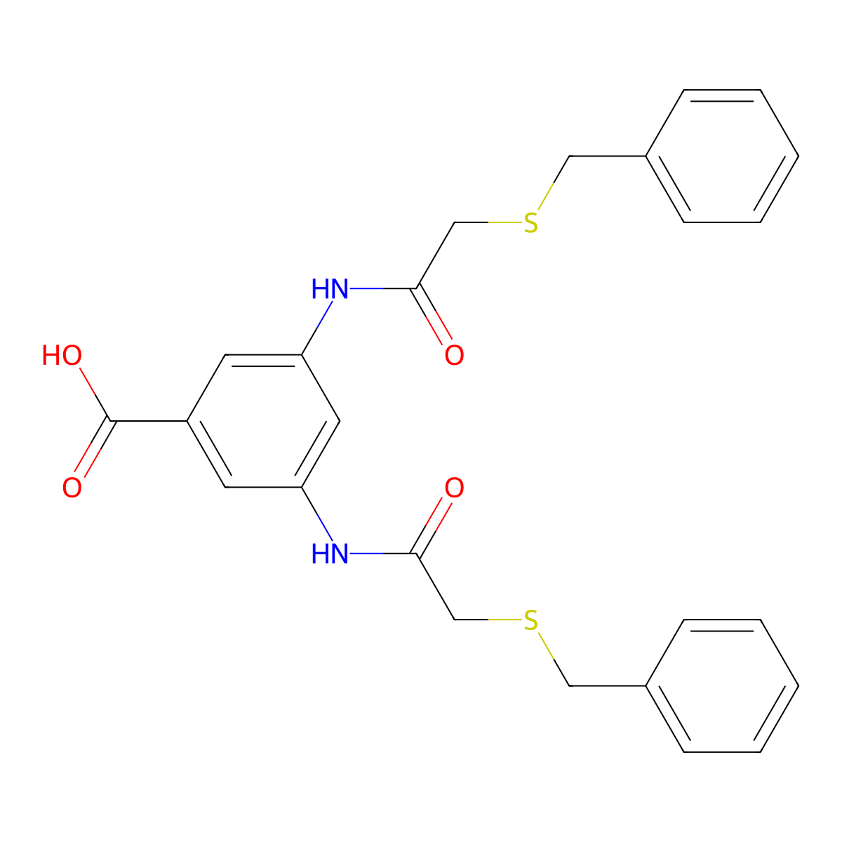 3,5-Bis(2-(benzylthio)acetamido)benzoic acid molecular structure, CAS 364602-63-1