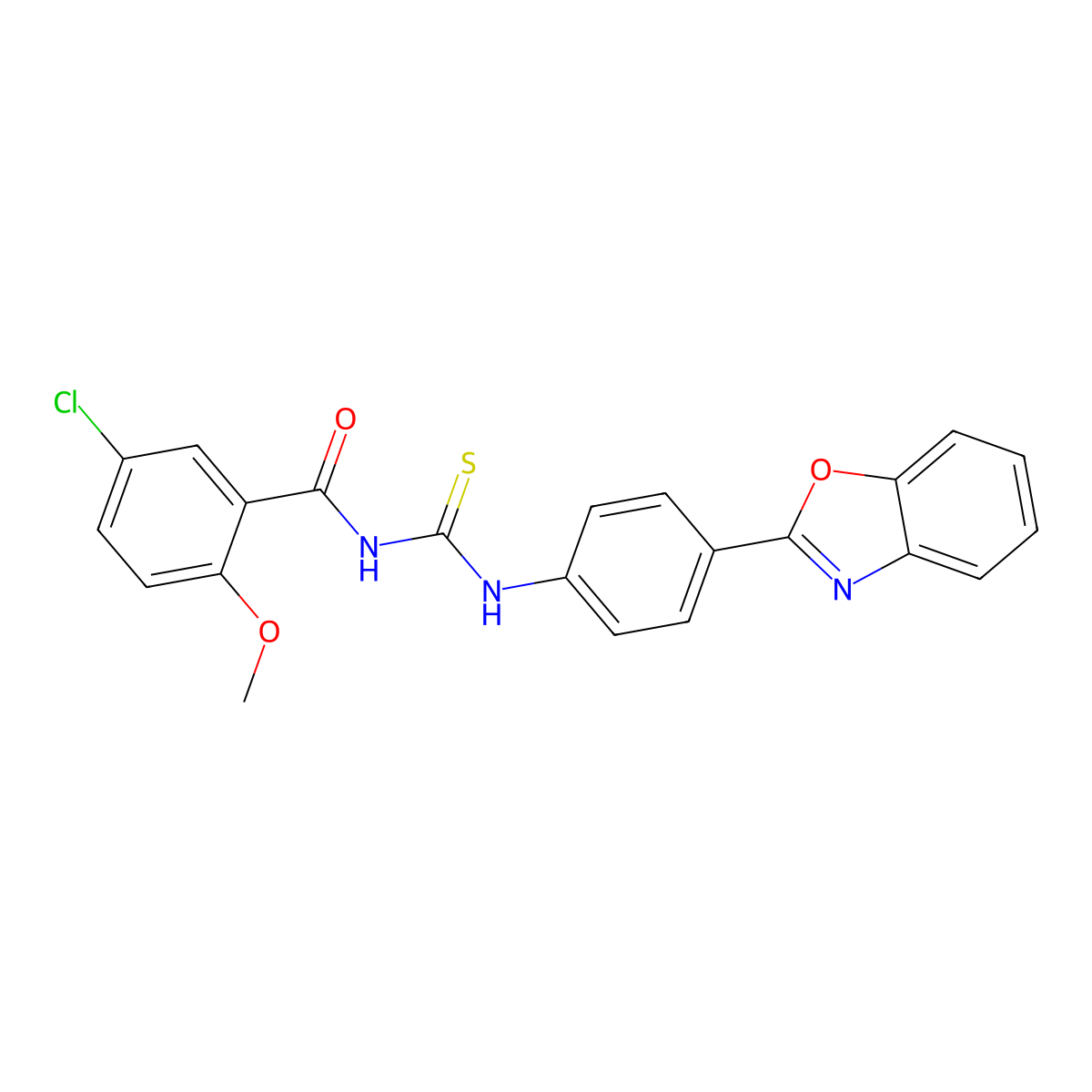 N-[[4-(1,3-benzoxazol-2-yl)phenyl]carbamothioyl]-5-chloro-2-methoxybenzamide molecular structure, CAS 364608-71-9