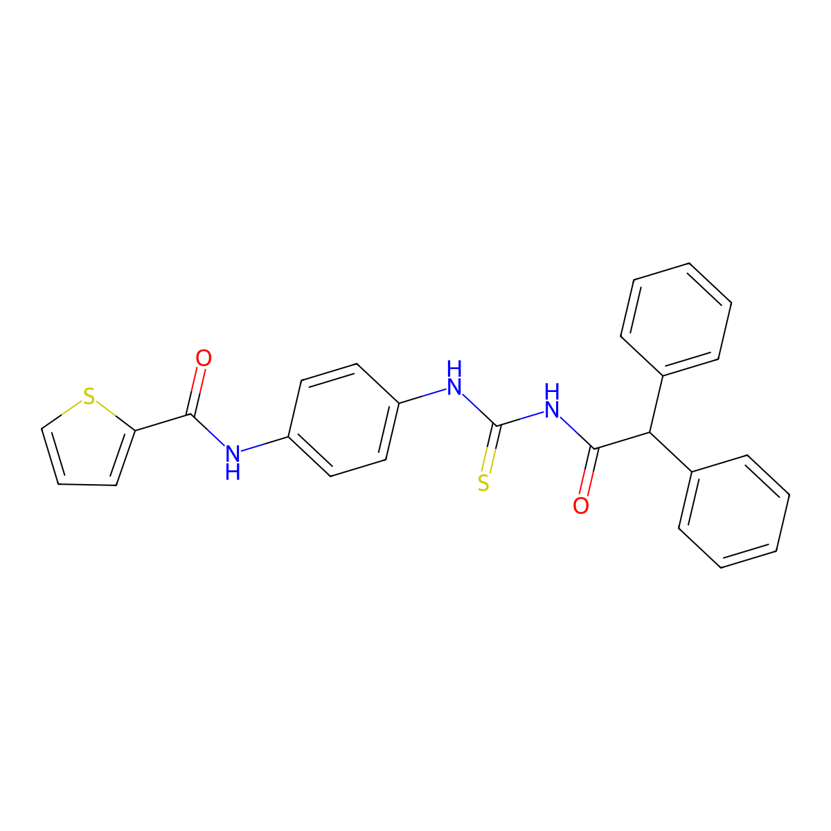 N-(4-{[(diphenylacetyl)carbamothioyl]amino}phenyl)thiophene-2-carboxamide molecular structure, CAS 364609-21-2