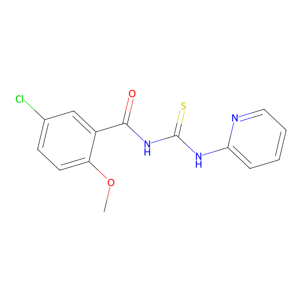 5-chloro-2-methoxy-N-(pyridin-2-ylcarbamothioyl)benzamide molecular structure, CAS 364609-24-5