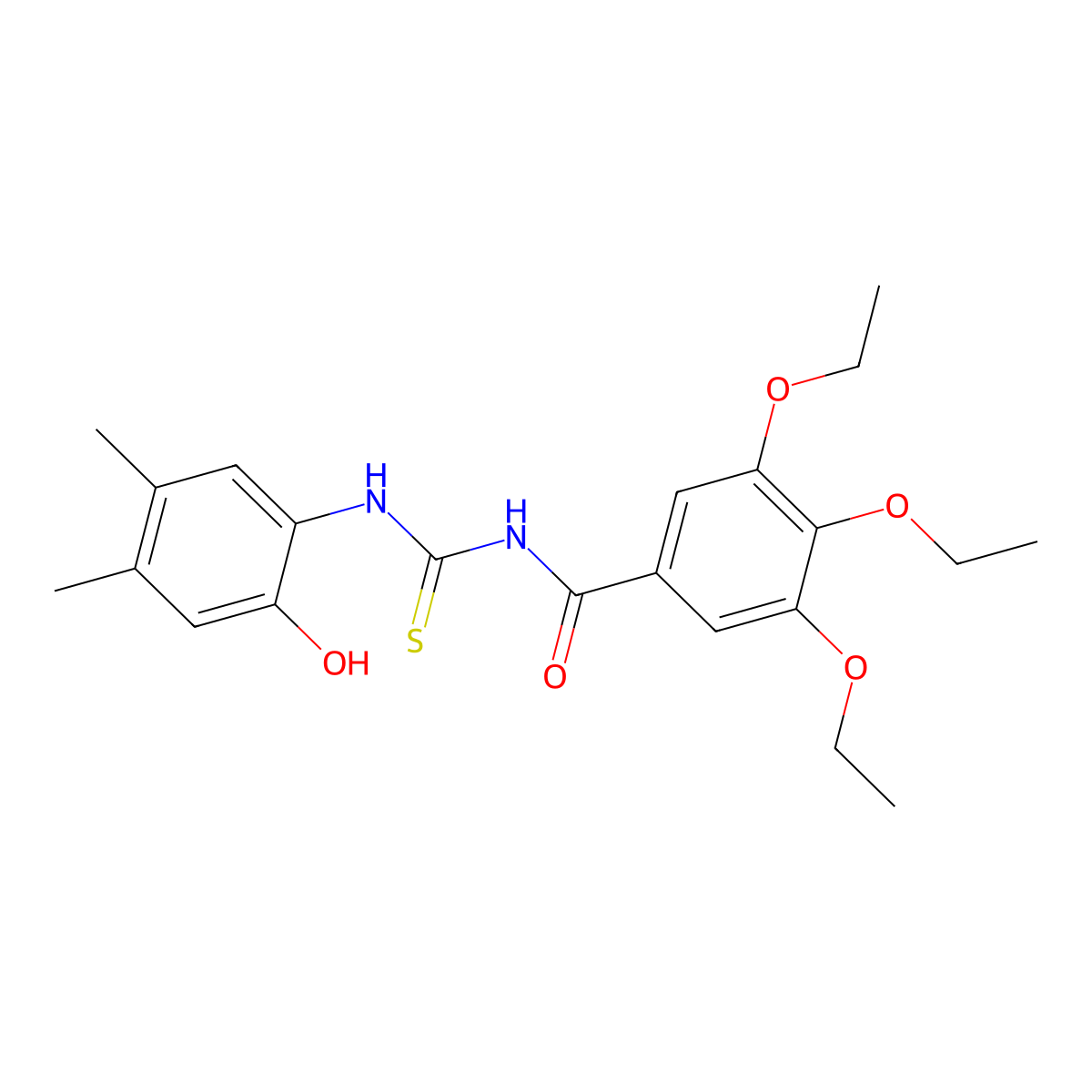 3,4,5-triethoxy-N-[(2-hydroxy-4,5-dimethylphenyl)carbamothioyl]benzamide molecular structure, CAS 364609-56-3