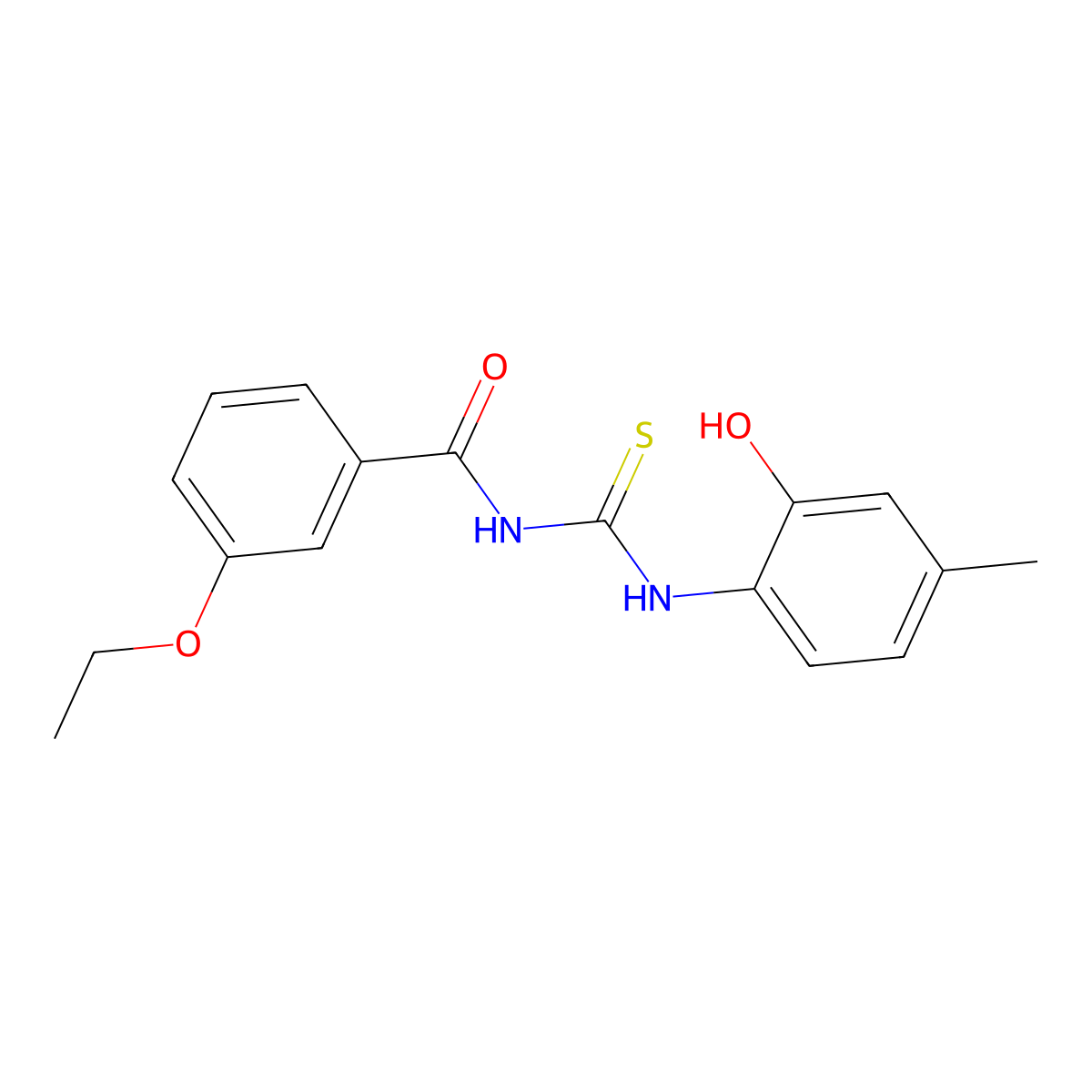 3-ethoxy-N-[(2-hydroxy-4-methylphenyl)carbamothioyl]benzamide molecular structure, CAS 364609-94-9