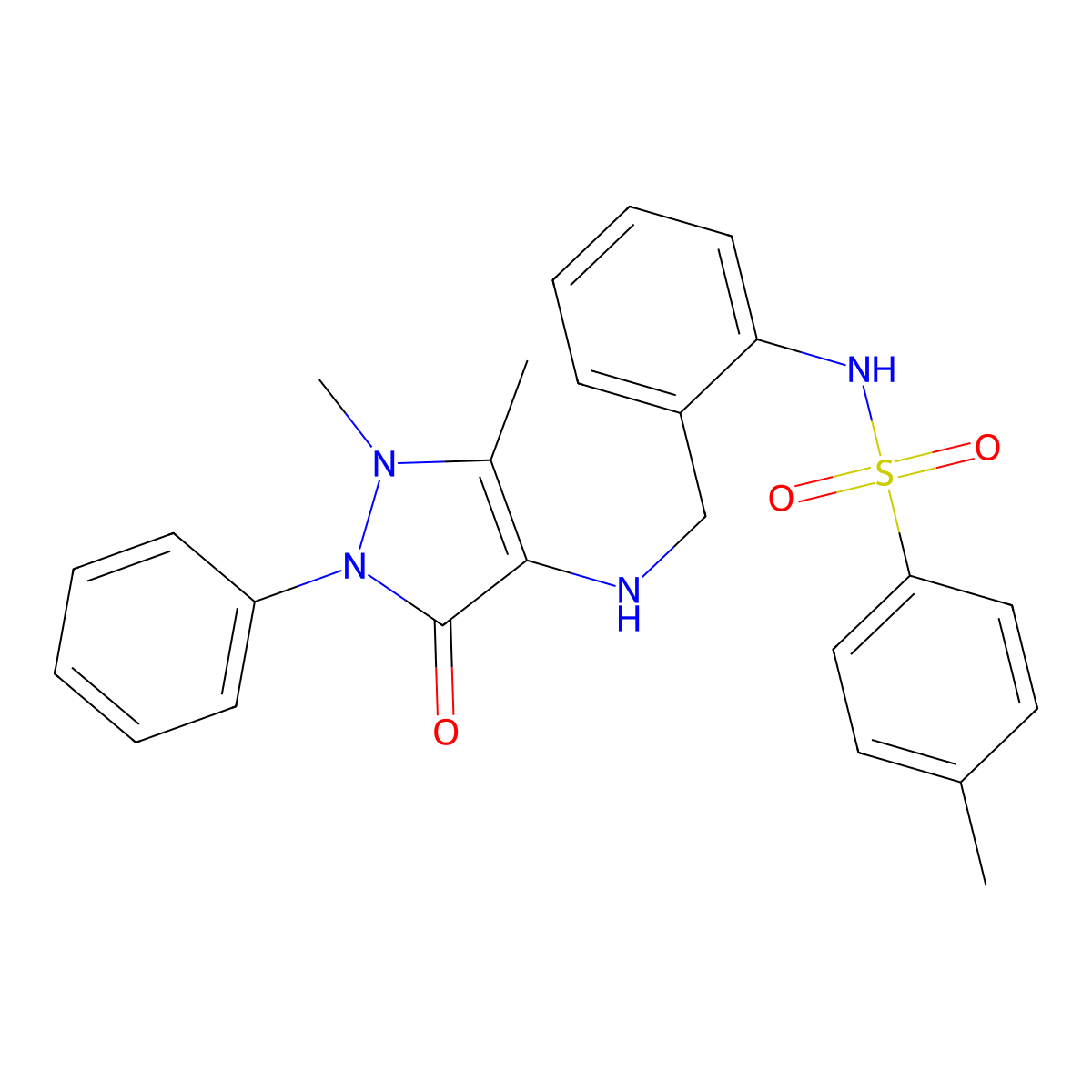 N-[2-[[(1,5-dimethyl-3-oxo-2-phenylpyrazol-4-yl)amino]methyl]phenyl]-4-methylbenzenesulfonamide molecular structure, CAS 364610-05-9