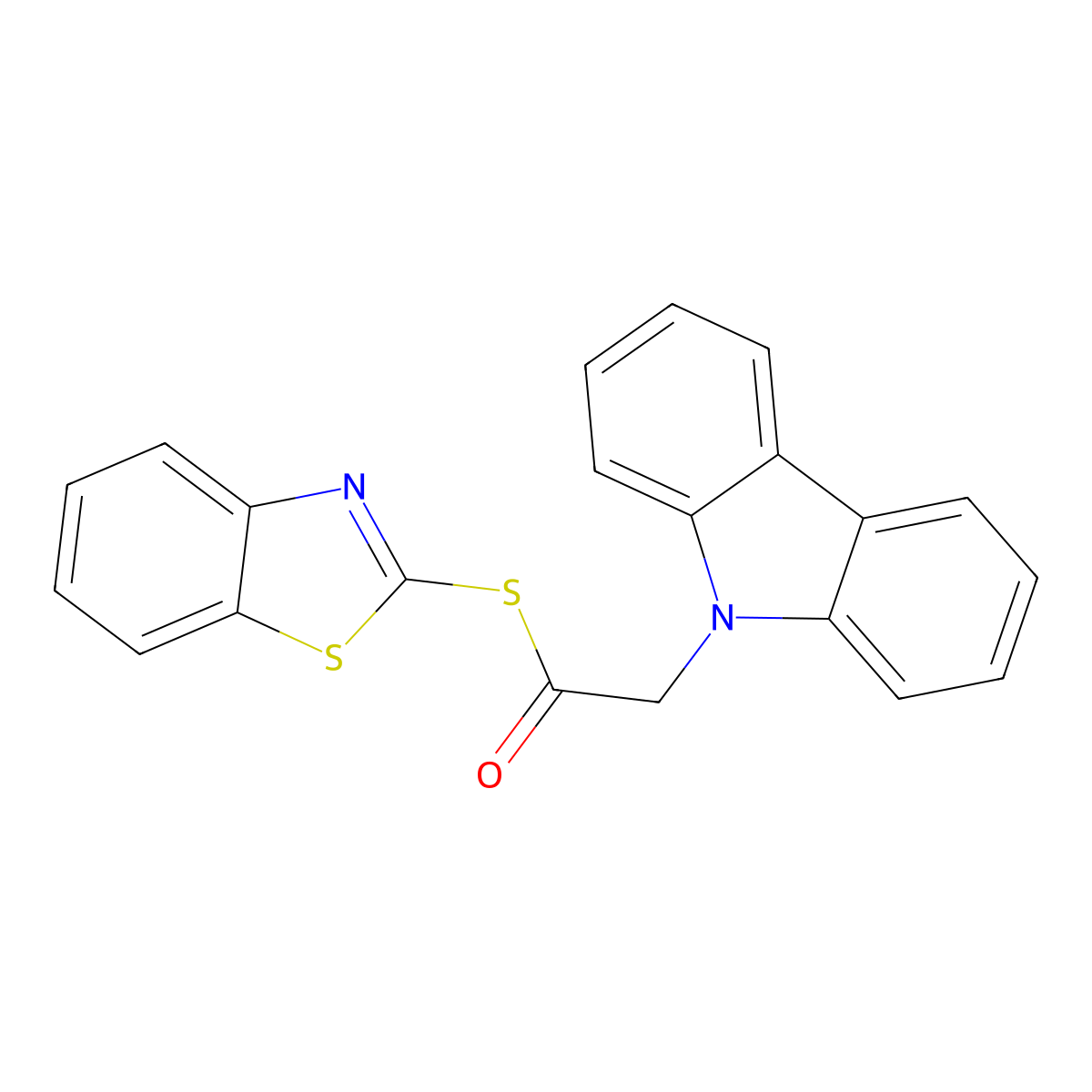 S-1,3-benzothiazol-2-yl 9H-carbazol-9-ylethanethioate molecular structure, CAS 364610-17-3