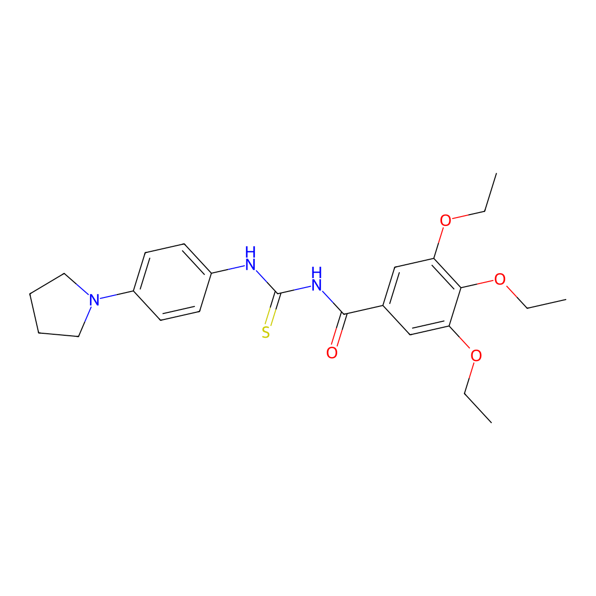3,4,5-triethoxy-N-[(4-pyrrolidin-1-ylphenyl)carbamothioyl]benzamide molecular structure, CAS 364610-28-6