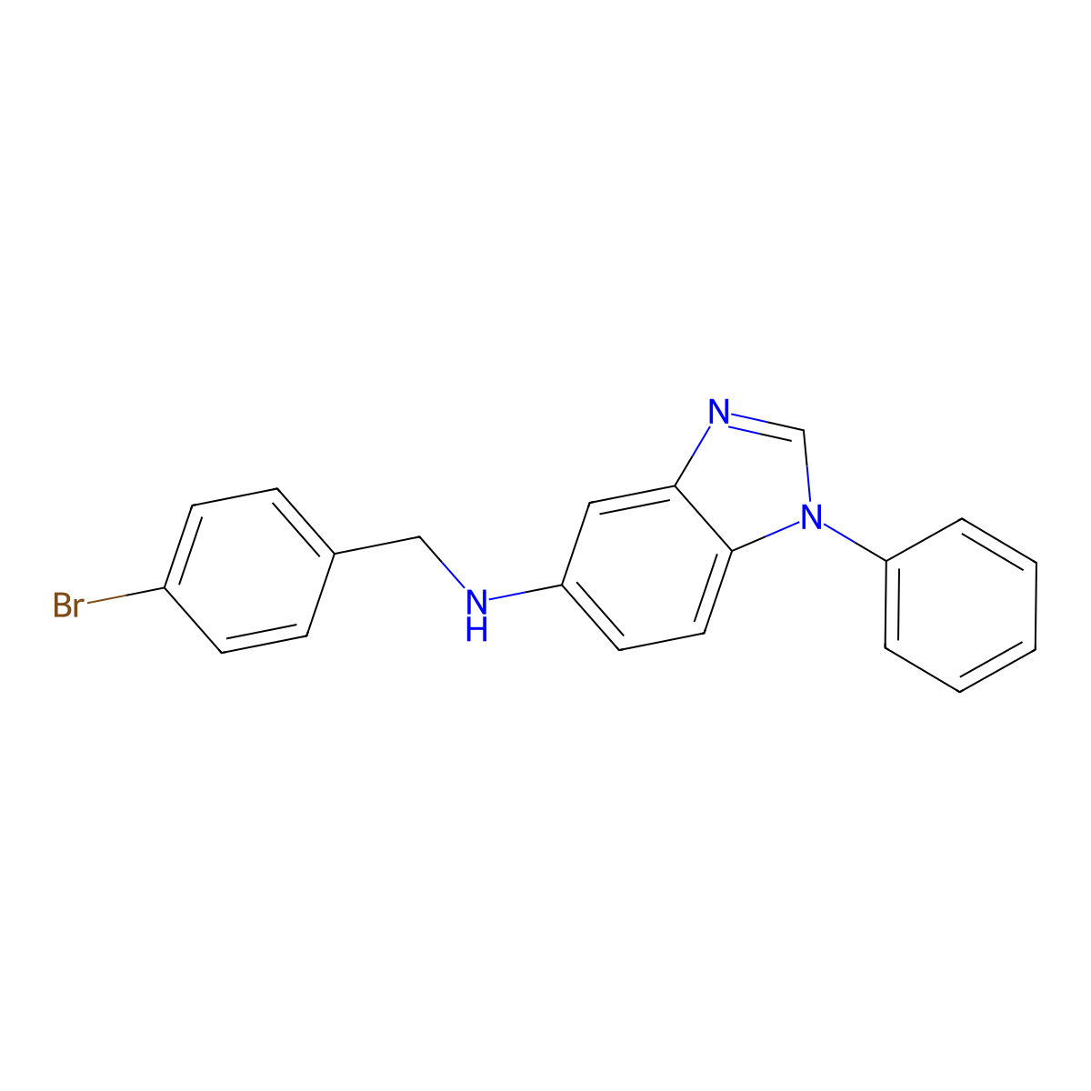 N-[(4-bromophenyl)methyl]-1-phenylbenzimidazol-5-amine molecular structure, CAS 364610-48-0