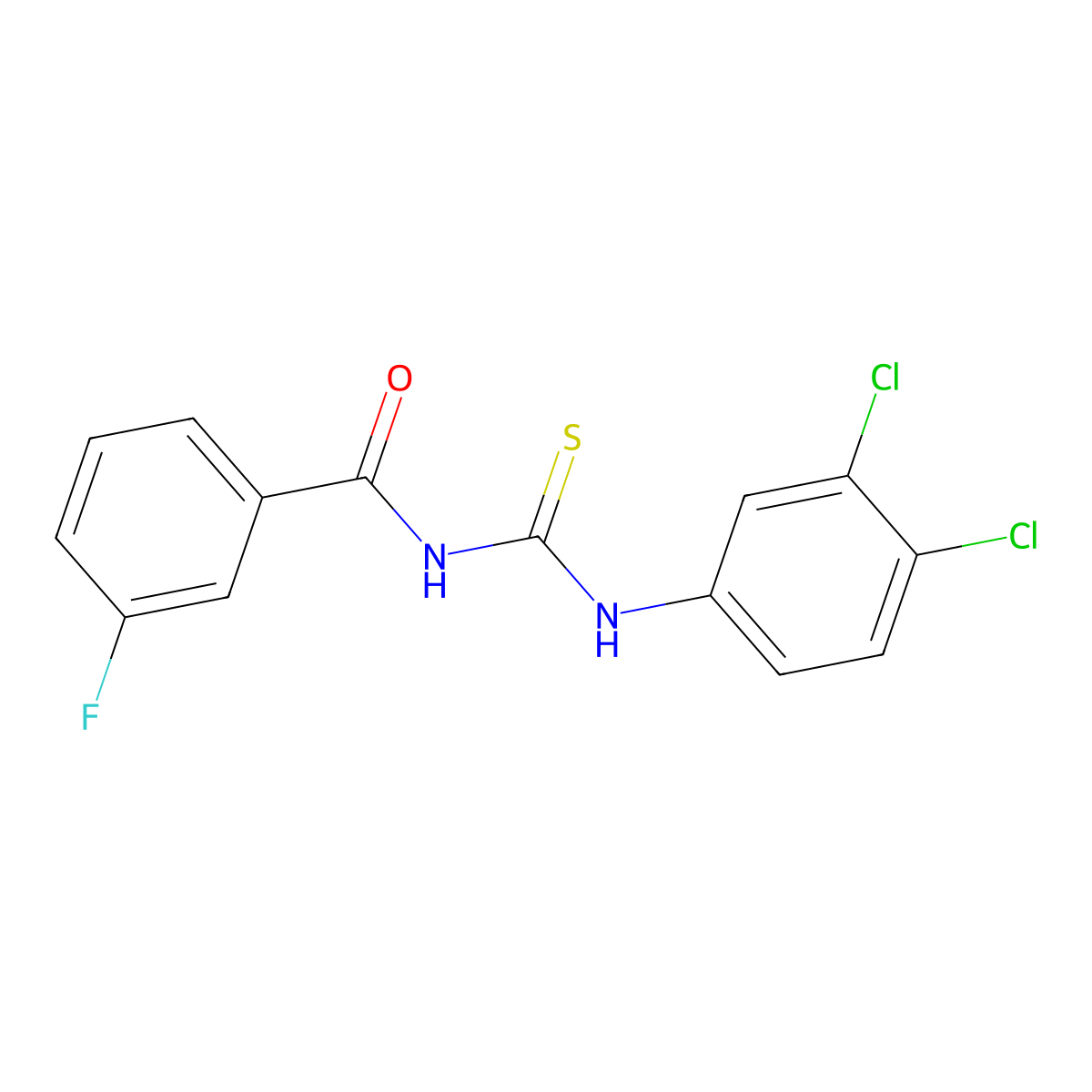 N-[(3,4-dichlorophenyl)carbamothioyl]-3-fluorobenzamide molecular structure, CAS 364610-51-5