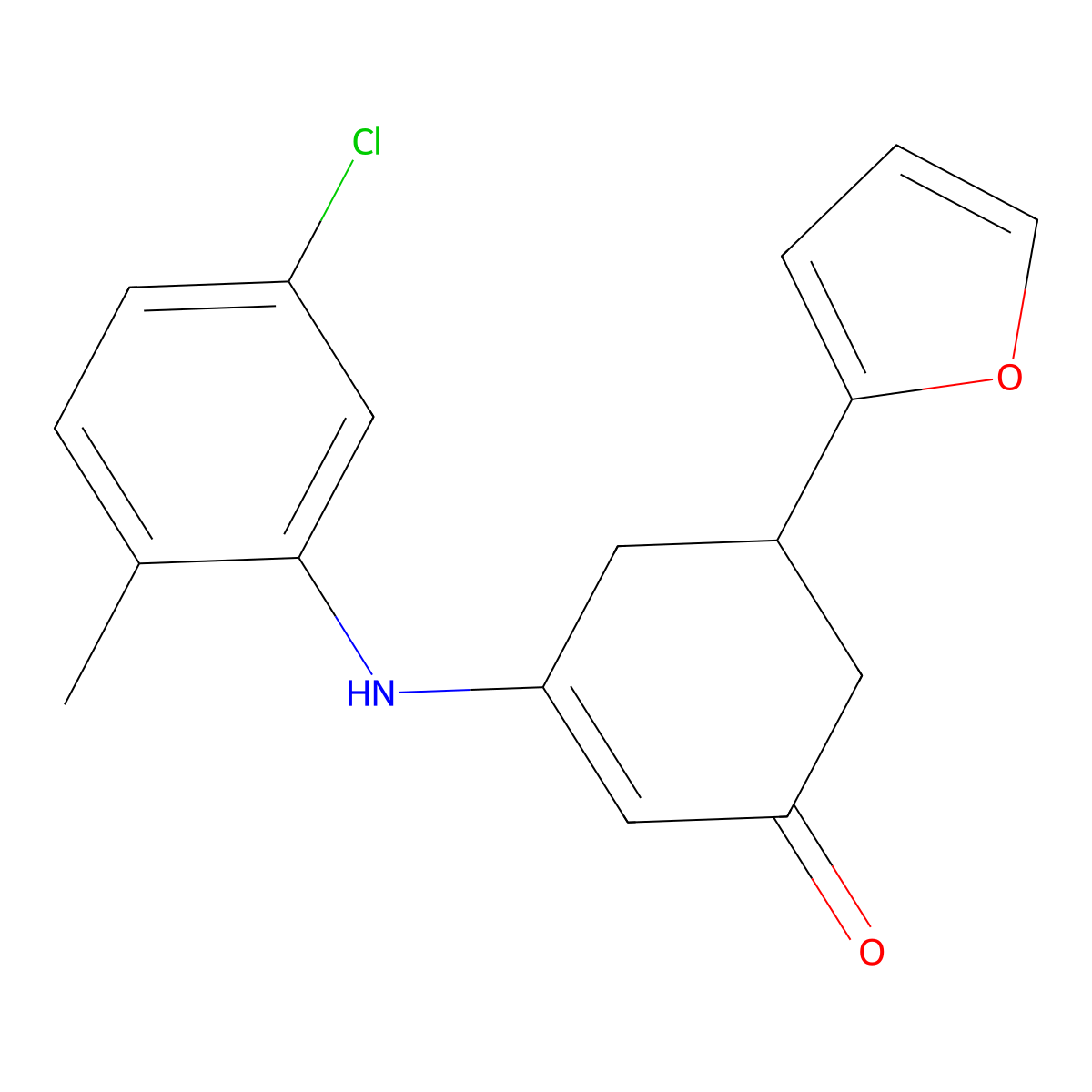 3-(5-Chloro-2-methylanilino)-5-(furan-2-yl)cyclohex-2-en-1-one molecular structure, CAS 364610-94-6
