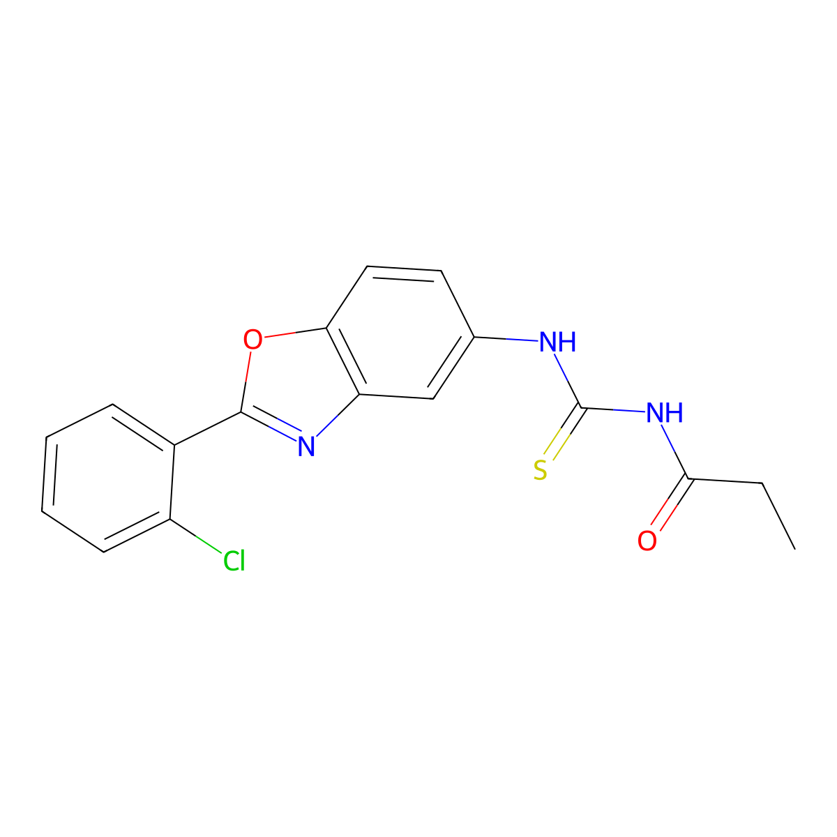 N-[[2-(2-chlorophenyl)-1,3-benzoxazol-5-yl]carbamothioyl]propanamide molecular structure, CAS 364610-95-7