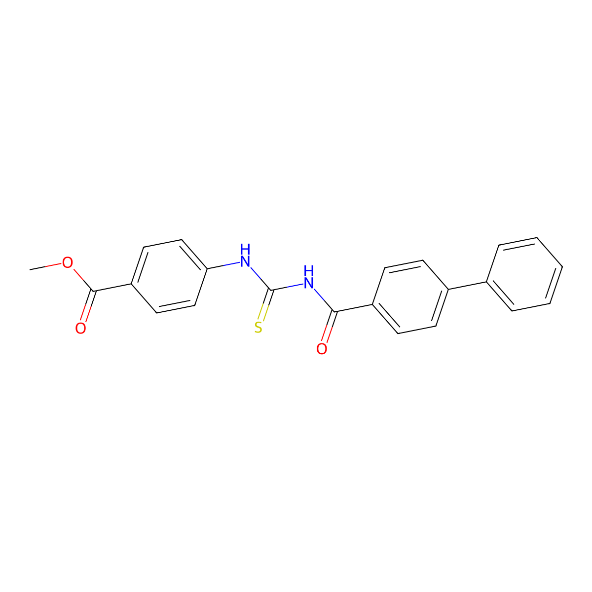 Methyl 4-{[(biphenyl-4-ylcarbonyl)carbamothioyl]amino}benzoate molecular structure, CAS 364611-06-3