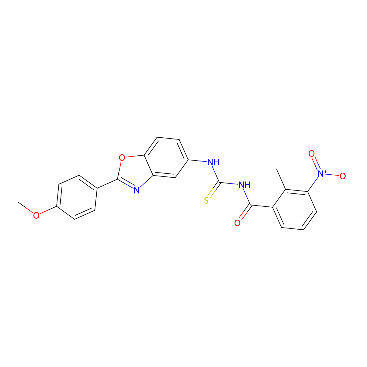 N-[[2-(4-methoxyphenyl)-1,3-benzoxazol-5-yl]carbamothioyl]-2-methyl-3-nitrobenzamide molecular structure, CAS 364611-11-0