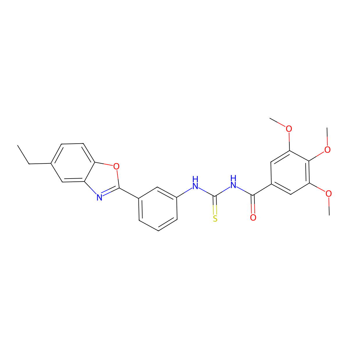 N-[[3-(5-ethyl-1,3-benzoxazol-2-yl)phenyl]carbamothioyl]-3,4,5-trimethoxybenzamide molecular structure, CAS 364611-17-6