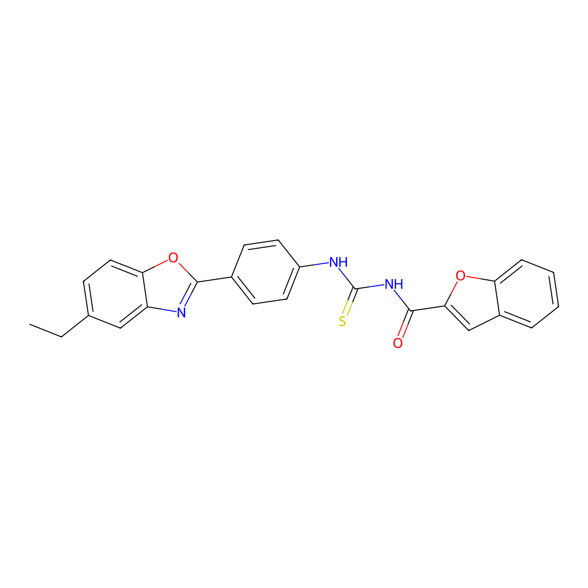 N-[[4-(5-ethyl-1,3-benzoxazol-2-yl)phenyl]carbamothioyl]-1-benzofuran-2-carboxamide molecular structure, CAS 364611-69-8