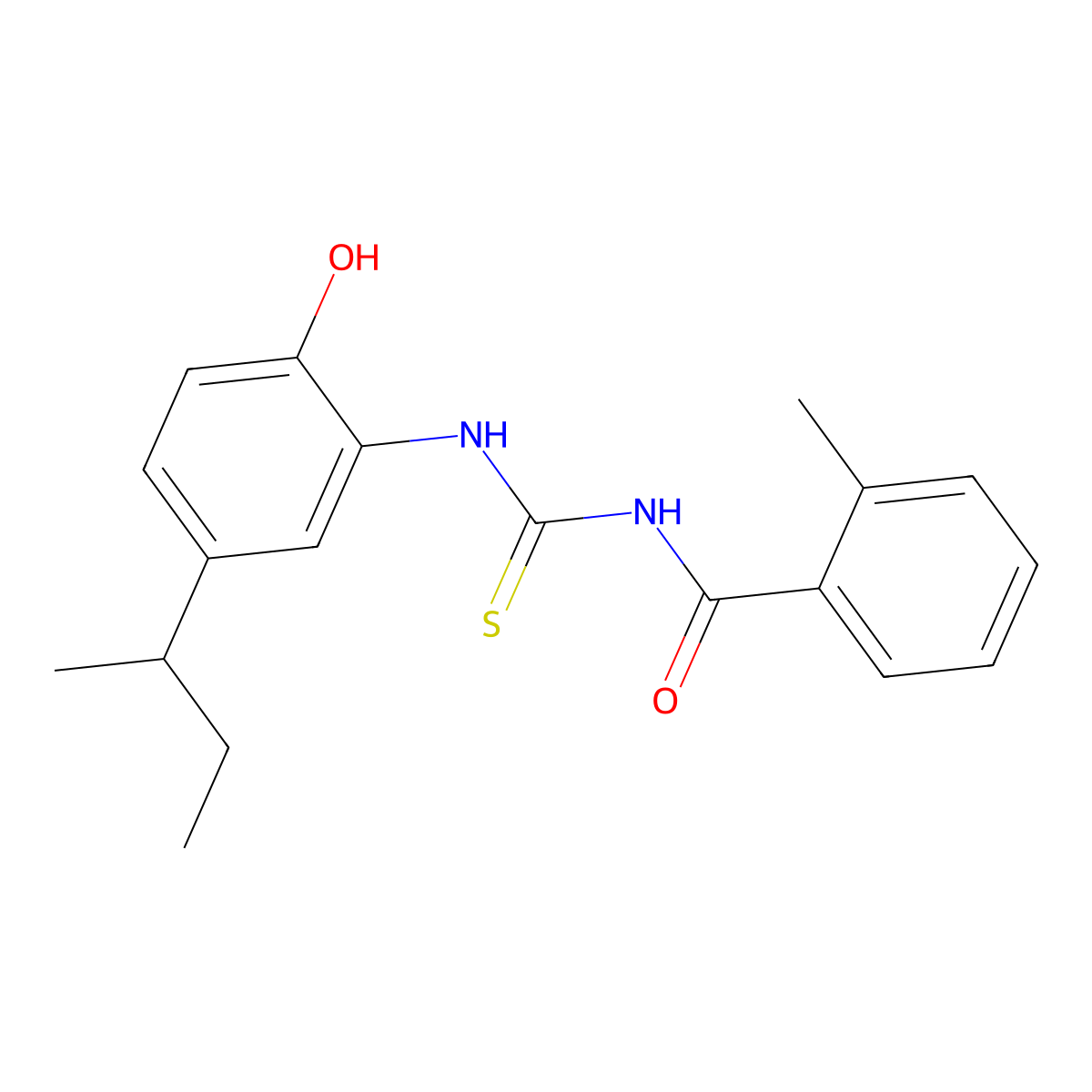 N-(5-sec-butyl-2-hydroxyphenyl)-N'-(2-methylbenzoyl)thiourea molecular structure, CAS 364611-71-2