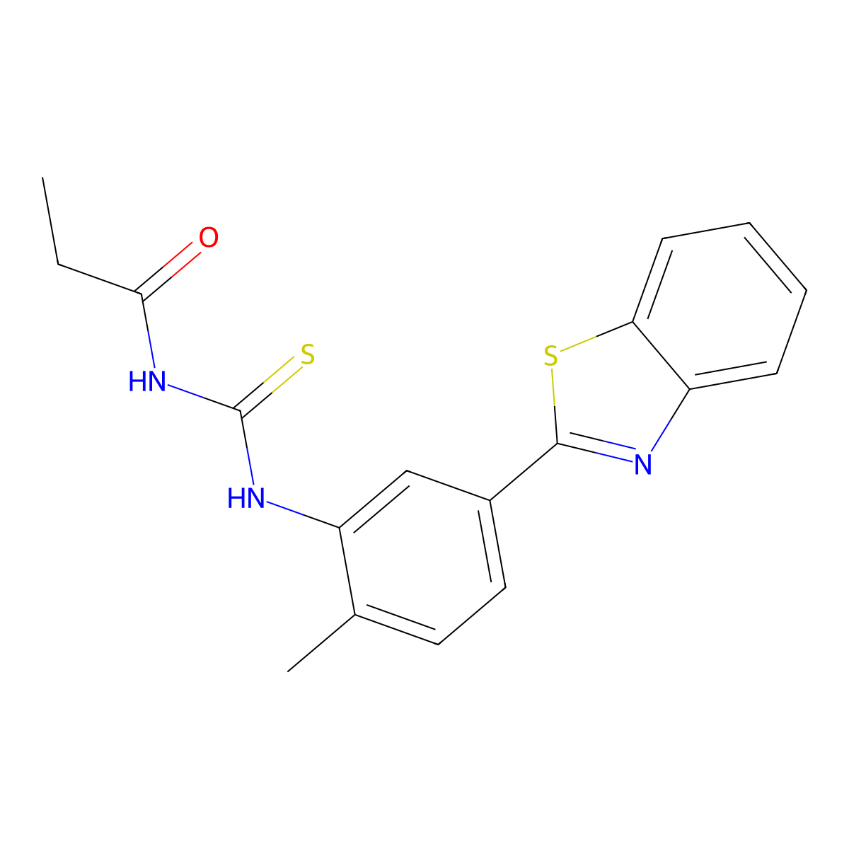 N-[[5-(1,3-benzothiazol-2-yl)-2-methylphenyl]carbamothioyl]propanamide molecular structure, CAS 364611-80-3