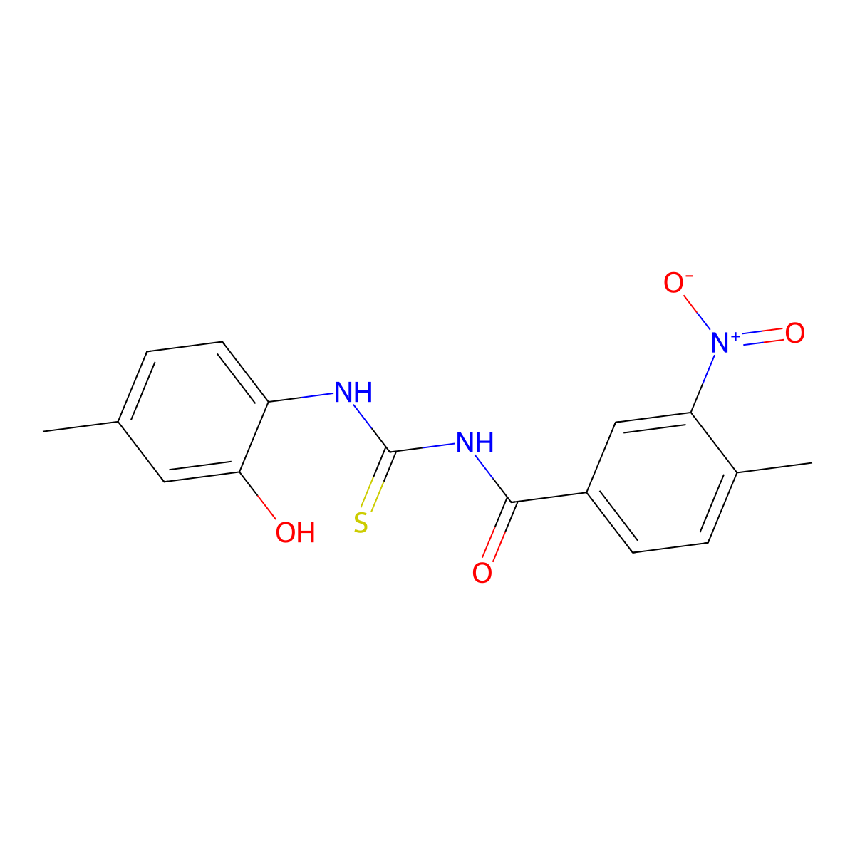 N-[(2-hydroxy-4-methylphenyl)carbamothioyl]-4-methyl-3-nitrobenzamide molecular structure, CAS 364611-89-2