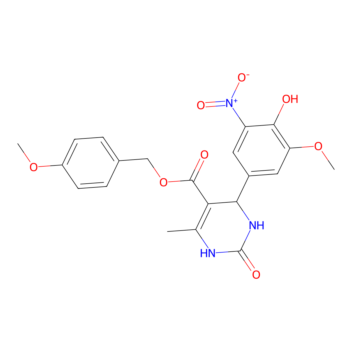 4-Methoxybenzyl 4-(4-hydroxy-3-methoxy-5-nitrophenyl)-6-methyl-2-oxo-1,2,3,4-tetrahydropyrimidine-5-carboxylate molecular structure, CAS 364612-05-5