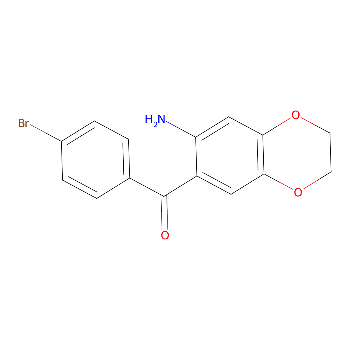 (7-Amino-2,3-dihydro-benzo[1,4]dioxin-6-yl)-(4-bromo-phenyl)-methanone molecular structure, CAS 364612-52-2