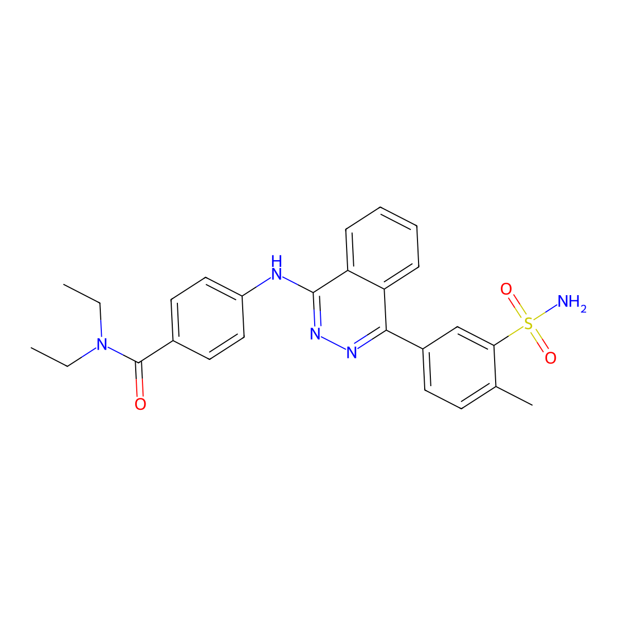 N,N-diethyl-4-[[4-(4-methyl-3-sulfamoylphenyl)phthalazin-1-yl]amino]benzamide molecular structure, CAS 364612-56-6